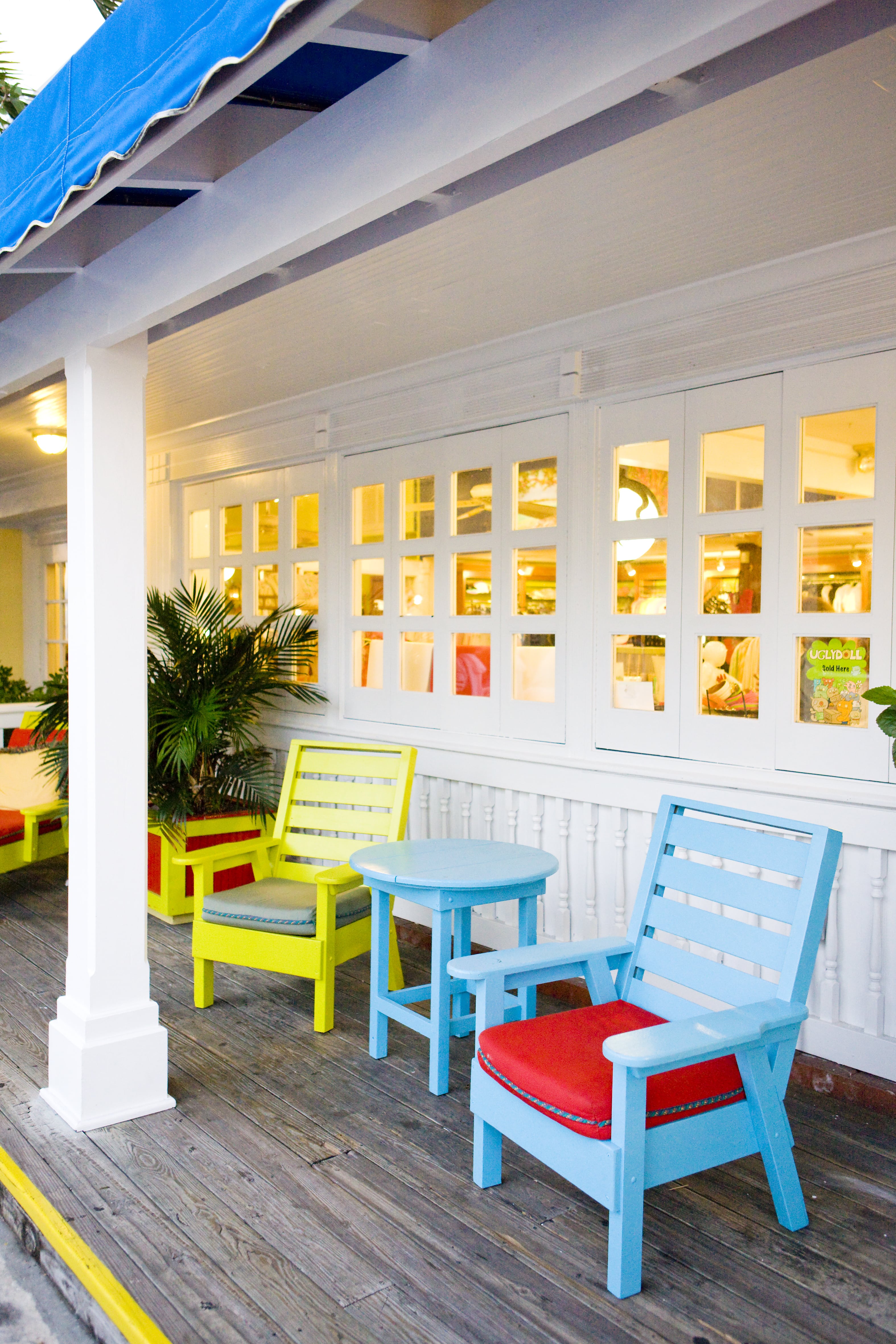 colorful chairs on new porch builds