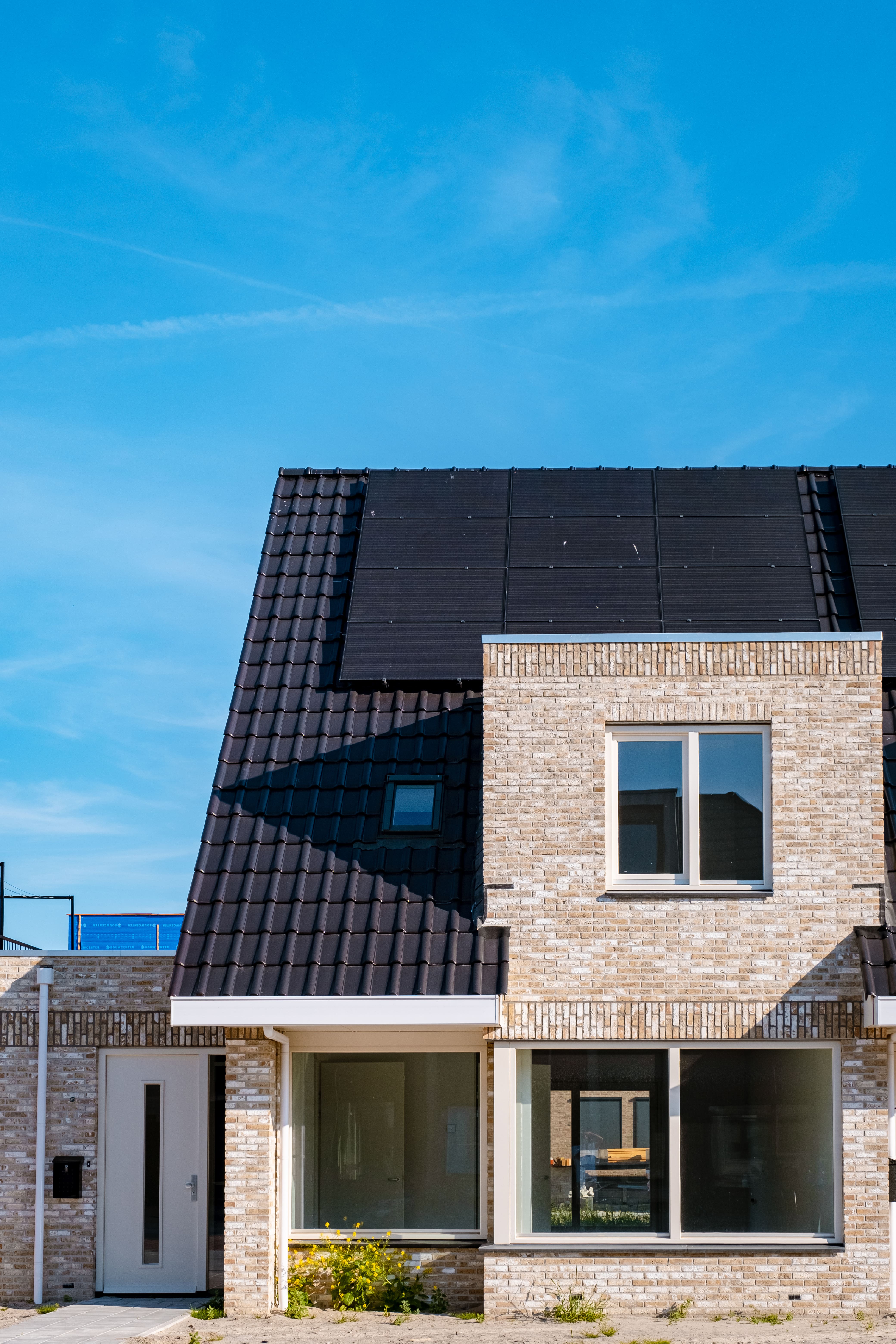 beautiful house with solar panels installed