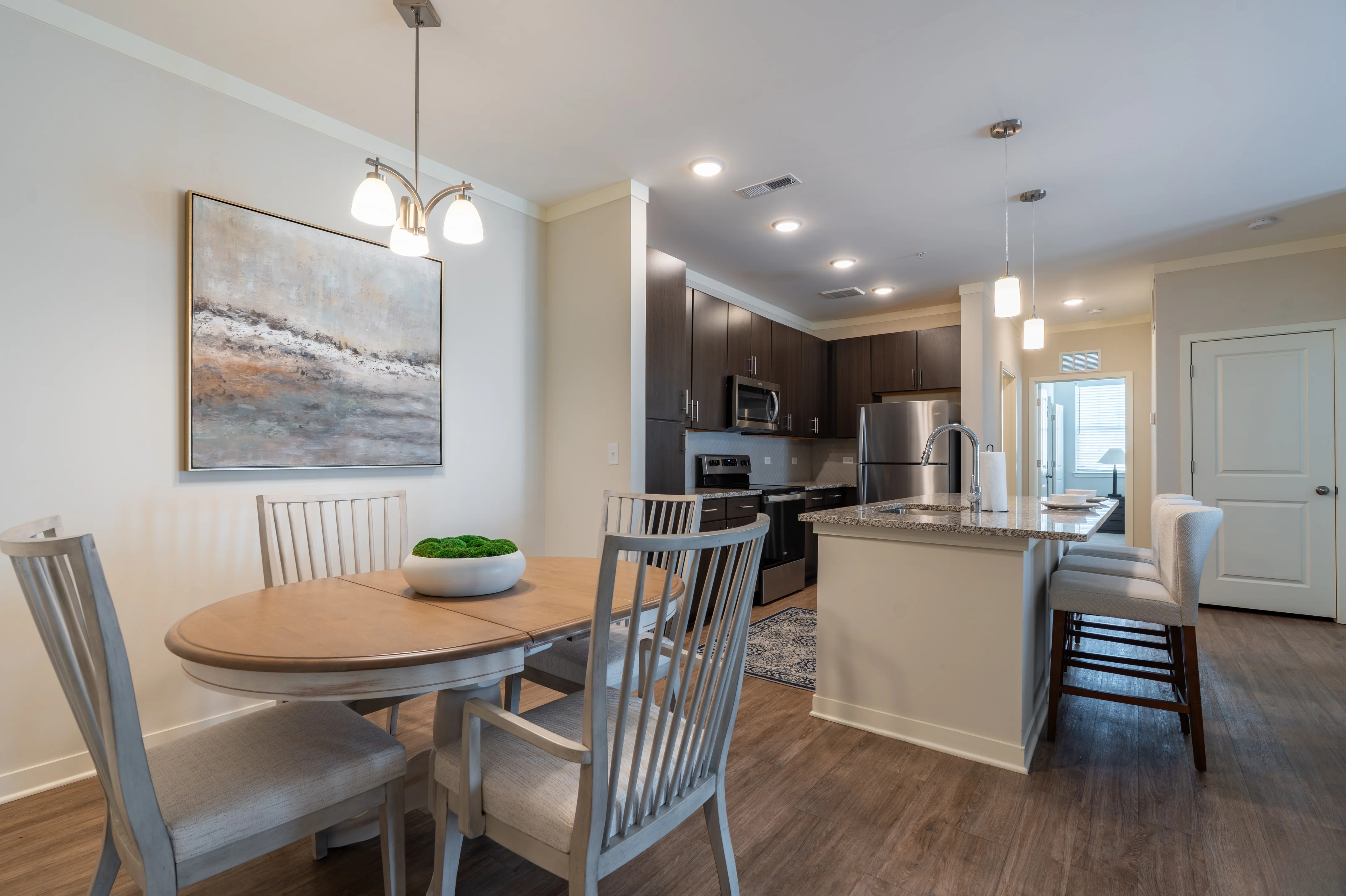 modern furnished apartment interior at The Reserve, open kitchen or living room modern furnished apartment interior at The Reserve, open kitchen or living room
