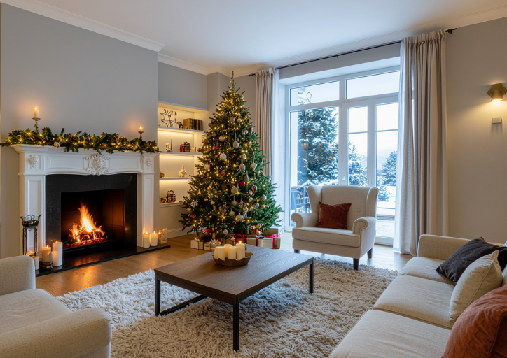 A neat and tidy living room helps make a calm home for the holidays