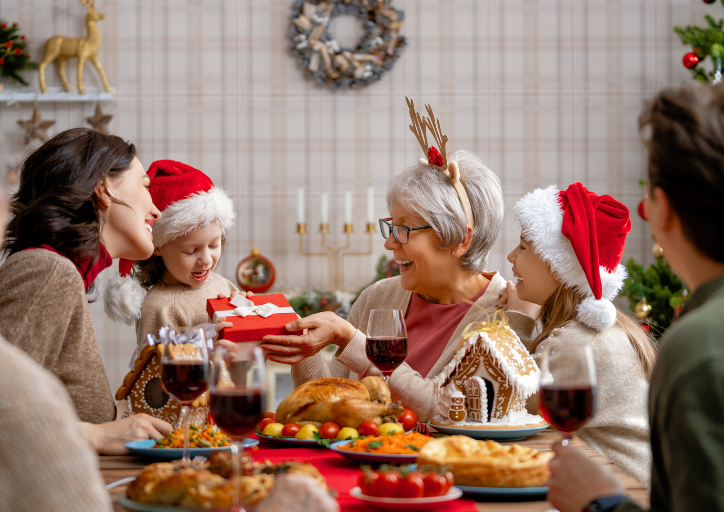 A family around the table loving the calm home for the holidays