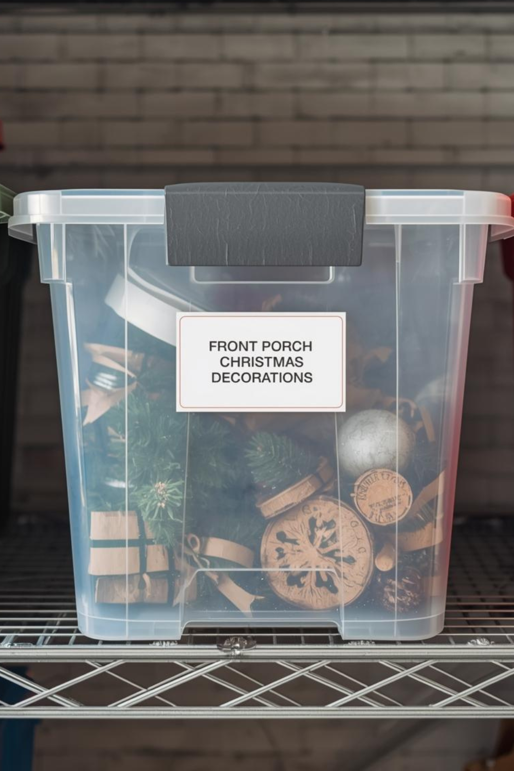 Label bins when you start to declutter Christmas decorations after Christmas