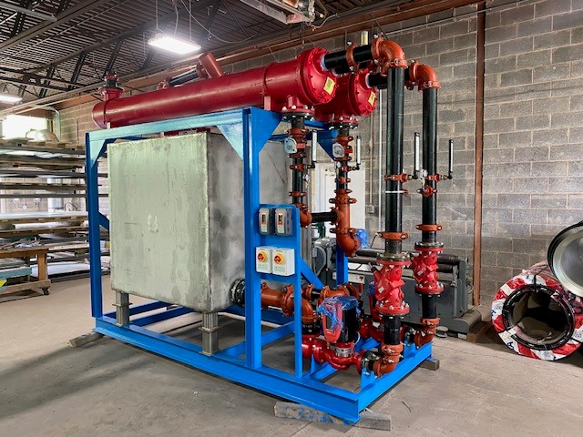 Prefabricated skid assembly in shop