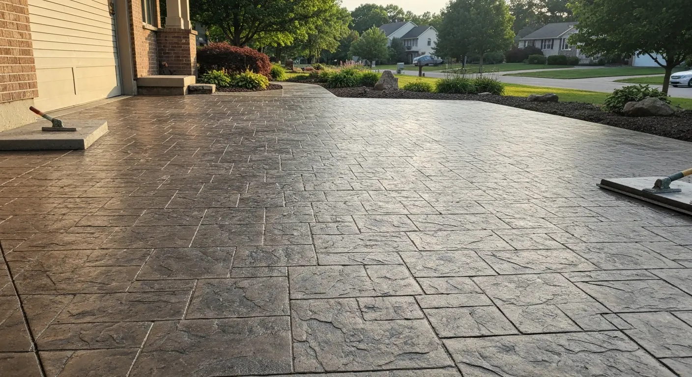 Stamped concrete driveway