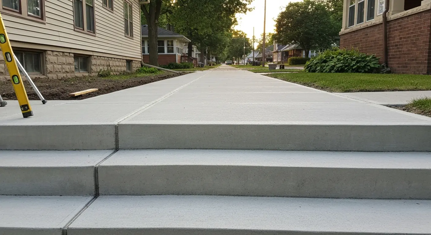 Concrete sidewalk and steps