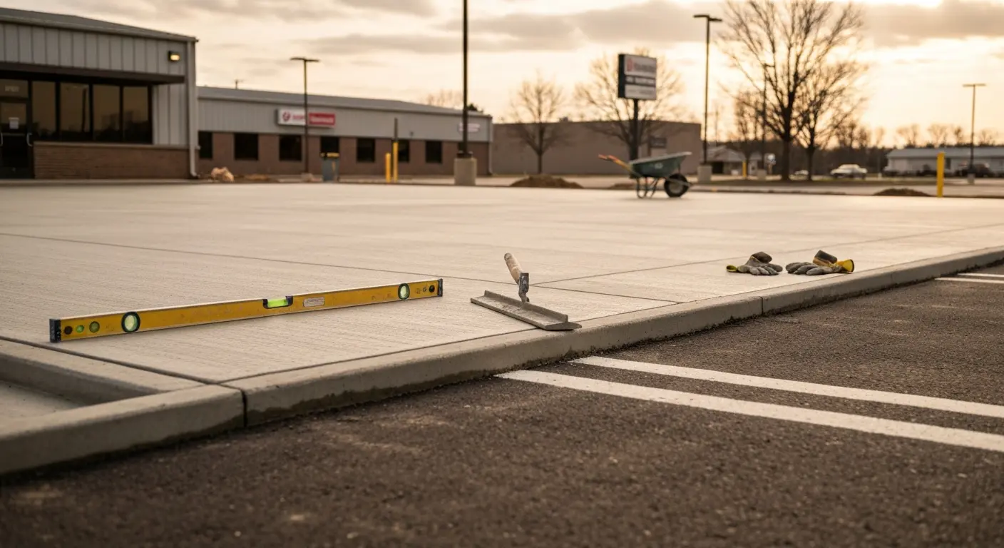 Commercial parking lot concrete
