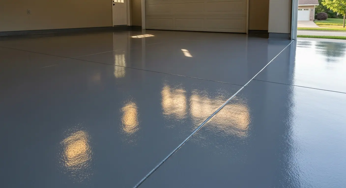 Finished garage concrete floor