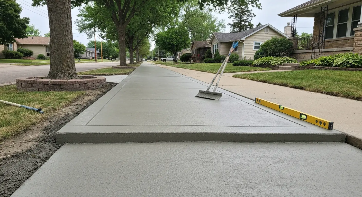 Concrete sidewalk installation