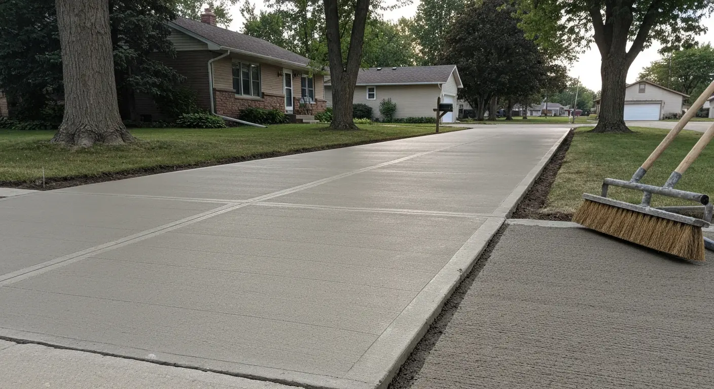 Residential driveway concrete installation in Rogers, Minnesota