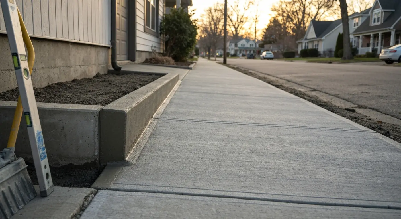 Concrete sidewalk installation