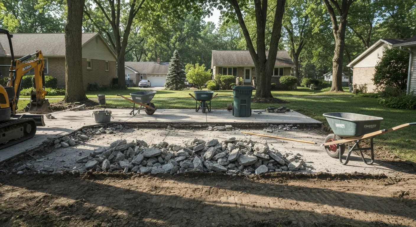 Patio removal in progress