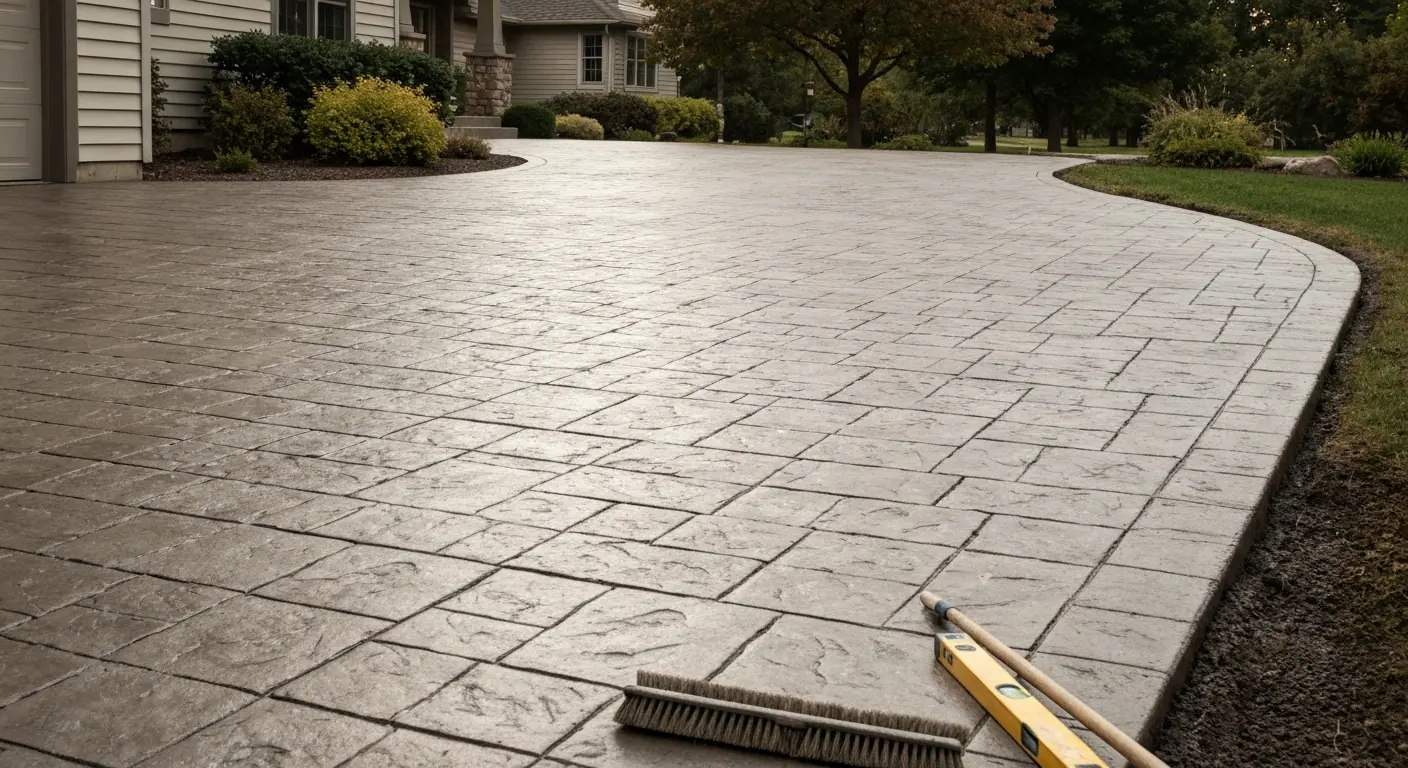 Stamped concrete driveway