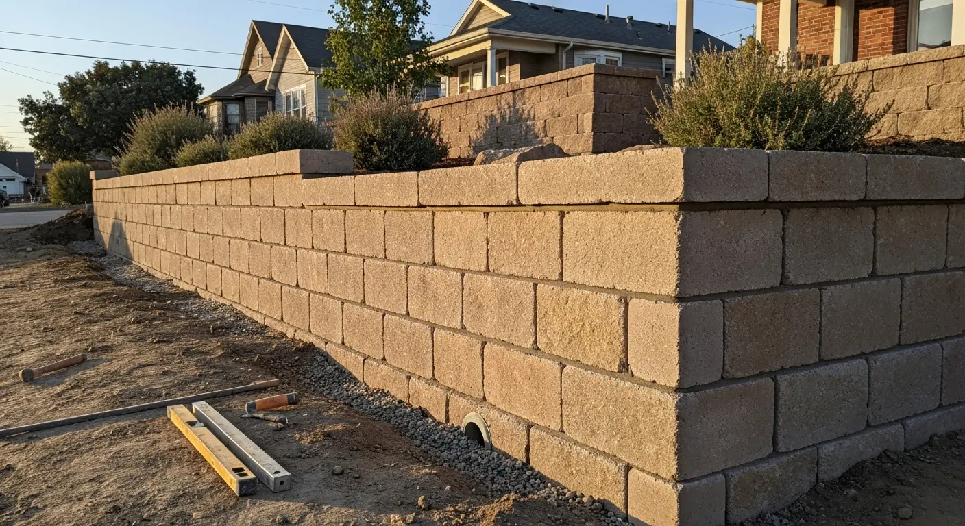 Masonry retaining wall
