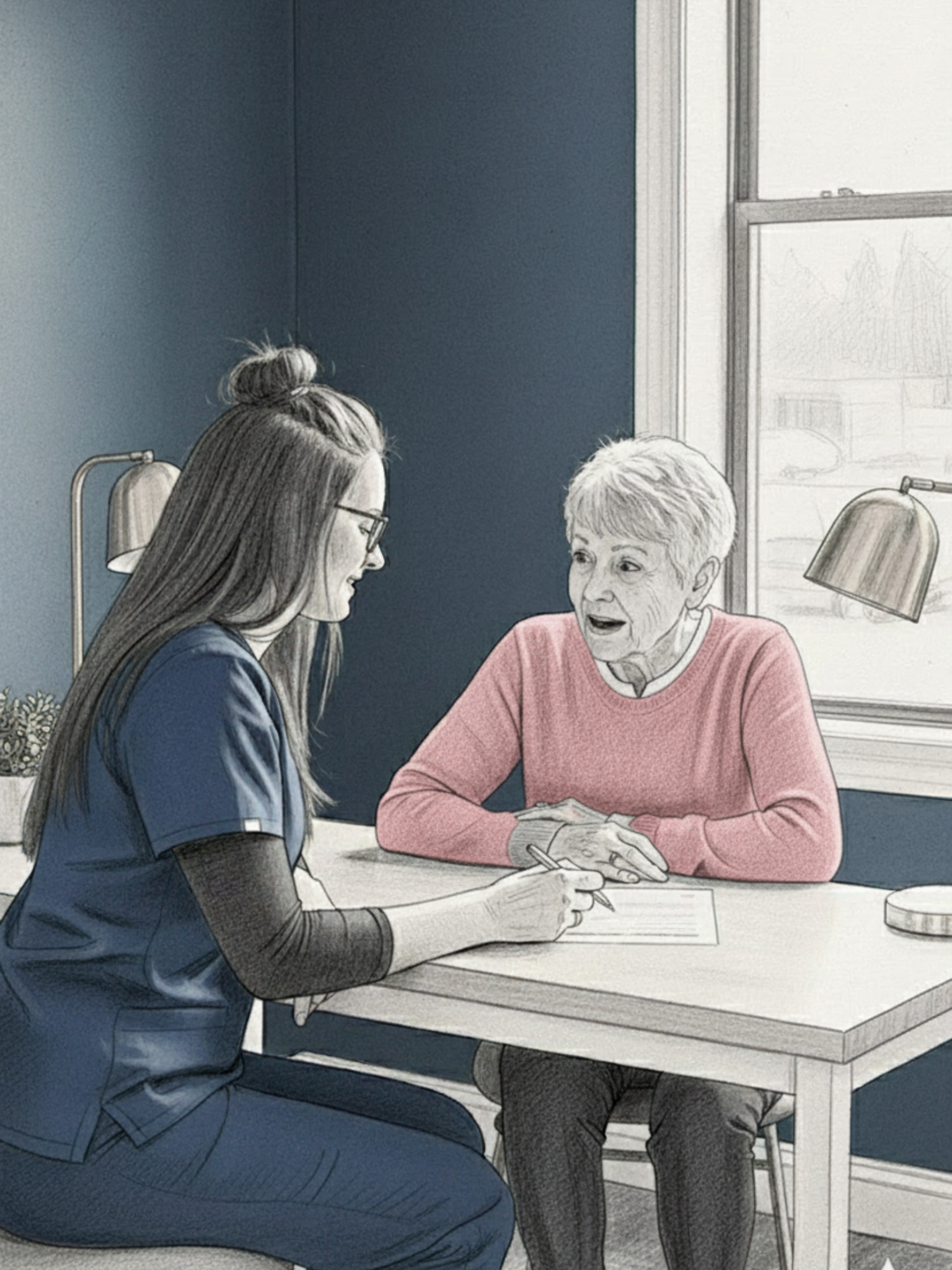 Doctor listening closely to a patient's story