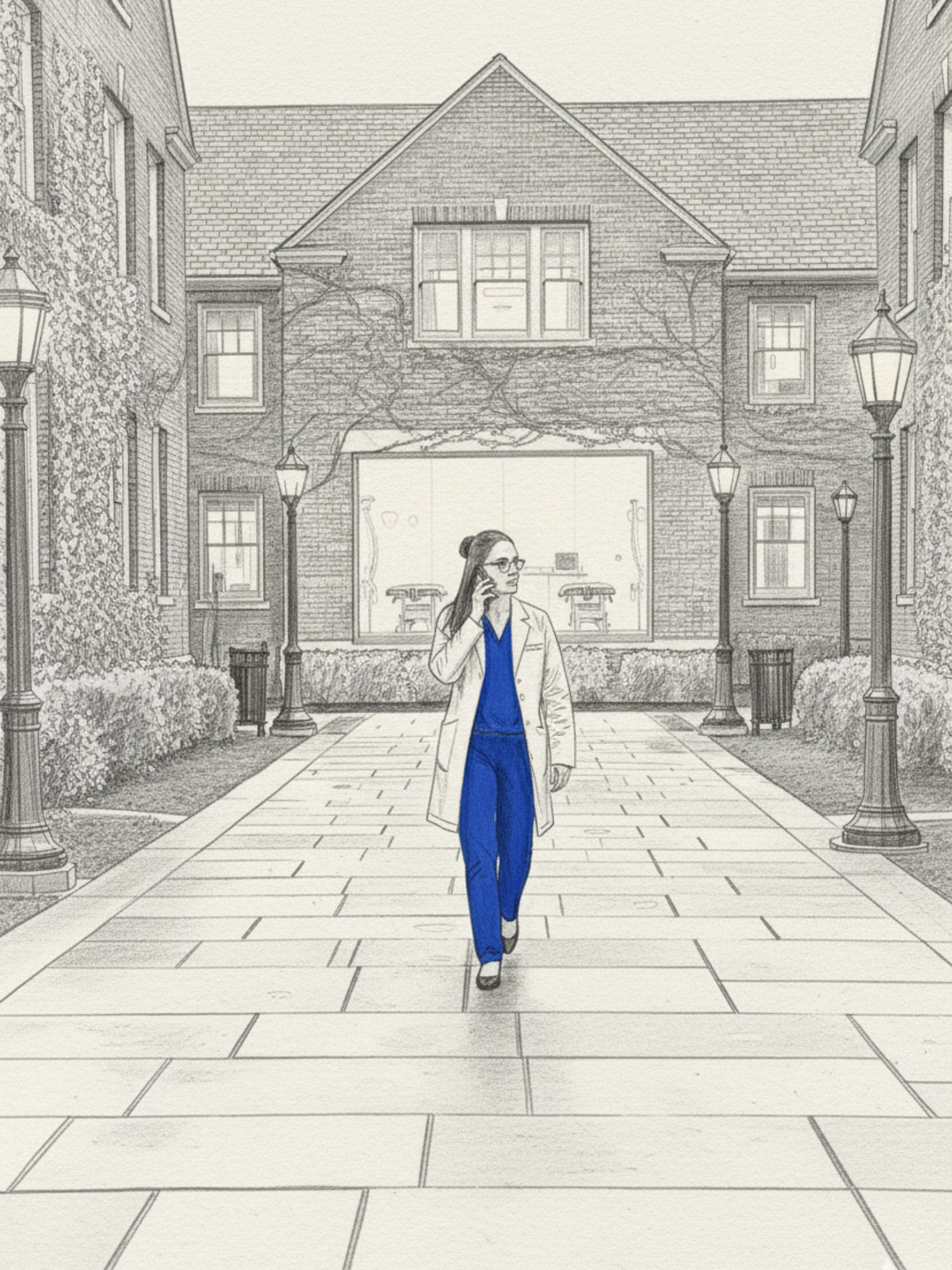 Dr. Mac on the phone planning the new clinic