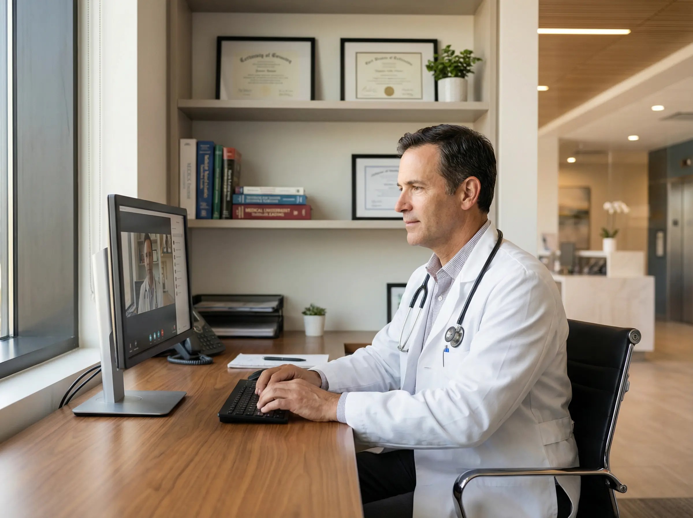 Doctor conducting telemedicine visit