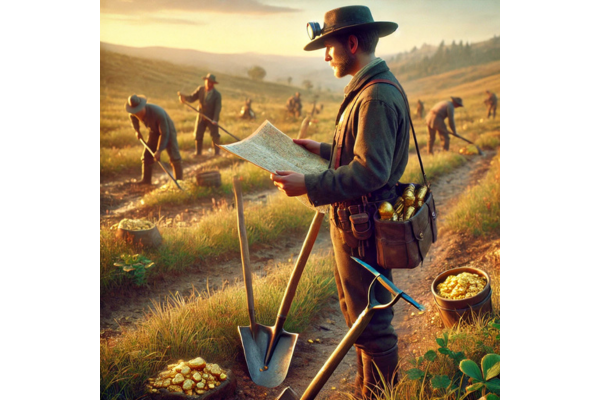 field of gold, new picks and shovels, no digging. field of gold, new picks and shovels, no digging.