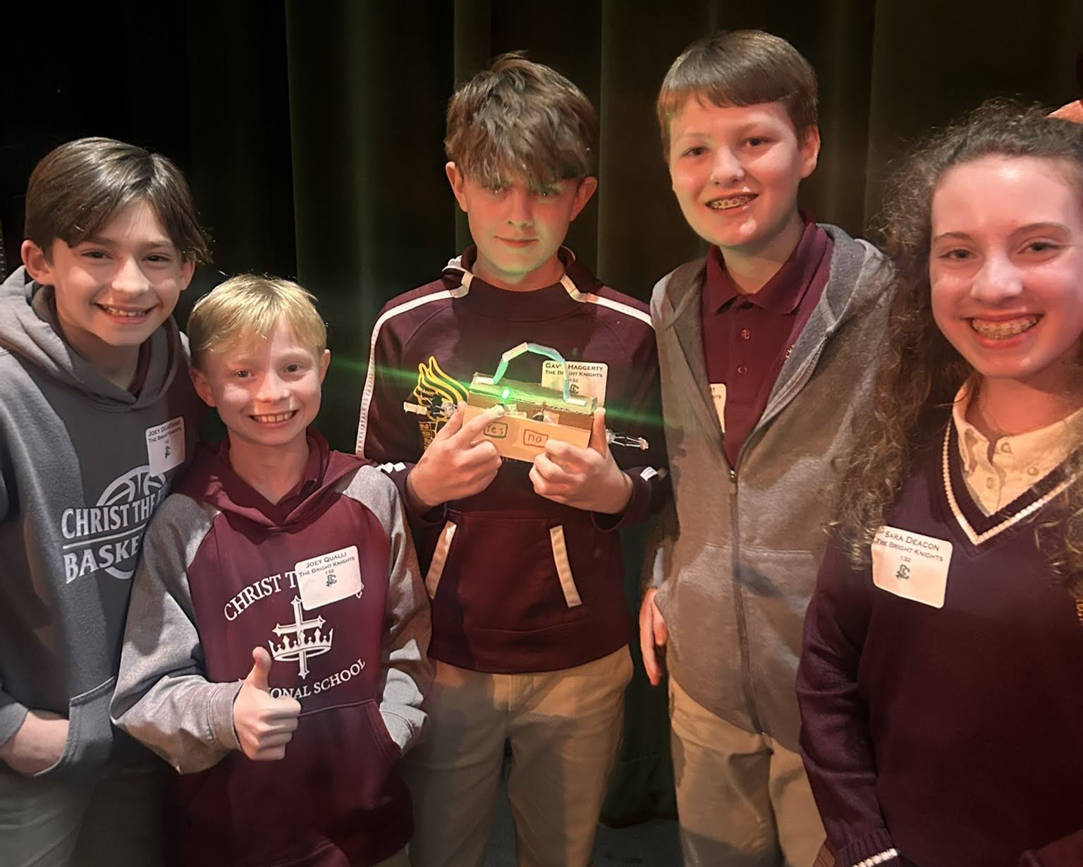 The winners, Bright Knights from Christ the King, created a communication device for nonverbal patients. The winners, Bright Knights from Christ the King, created a communication device for nonverbal patients.