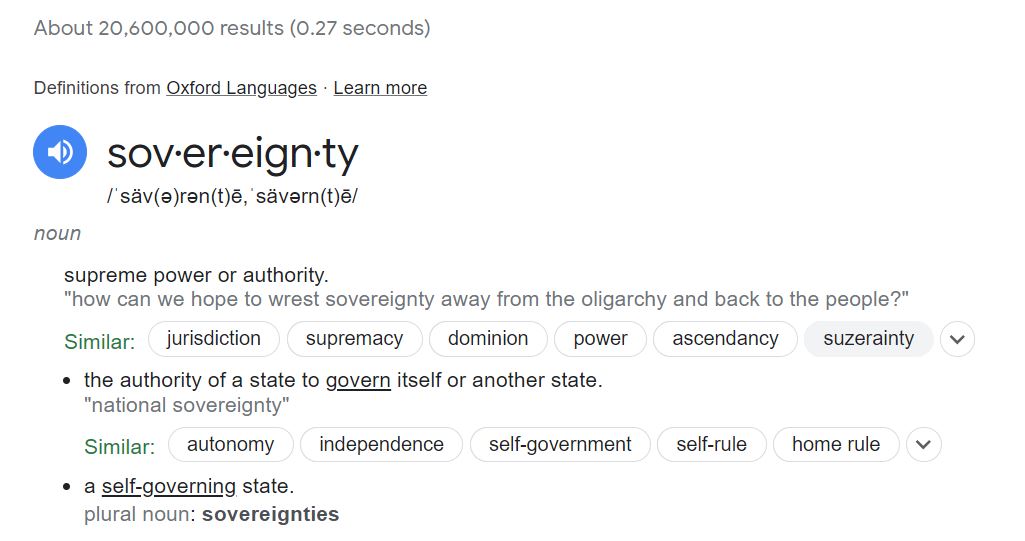 Google and Oxford's definition of sovereignty