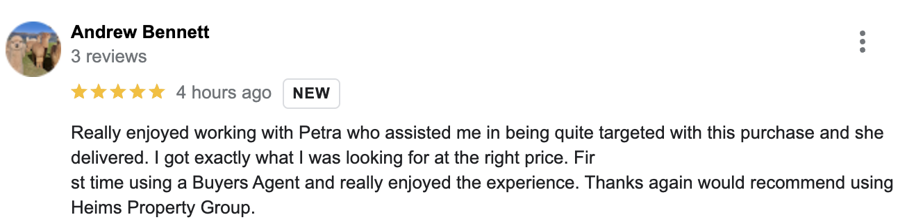 Andrew Google Review. Testimonial for Heims Wollongong Property Buyers about how we helped Hamza buy his first home in Wollongong 