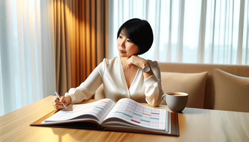 Photo of a person using a planner for time management Photo of a person using a planner for time management