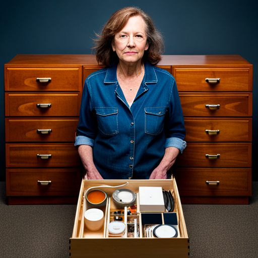 a woman decluttering a drawer a woman decluttering a drawer