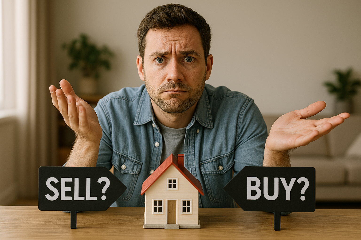 man who is confused about buying or selling his home man who is confused about buying or selling his home