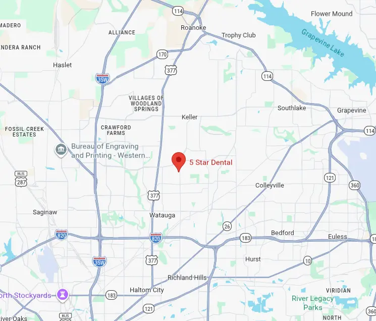 5 Star Dental Location Map - Watauga TX