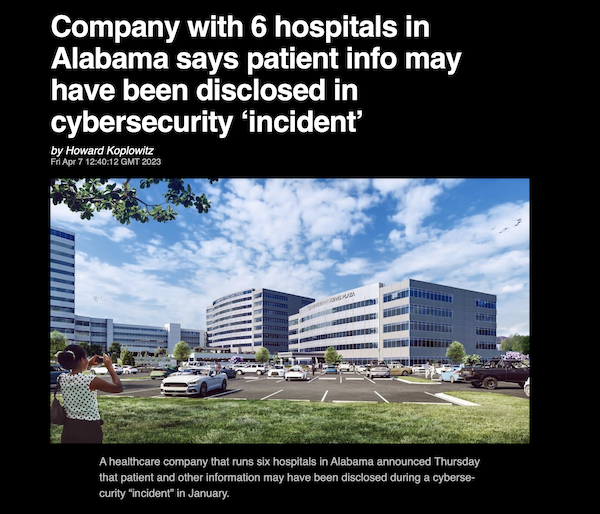 Company with 6 hospitals in Alabama says patient info may have been disclosed in cybersecurity 'incident'