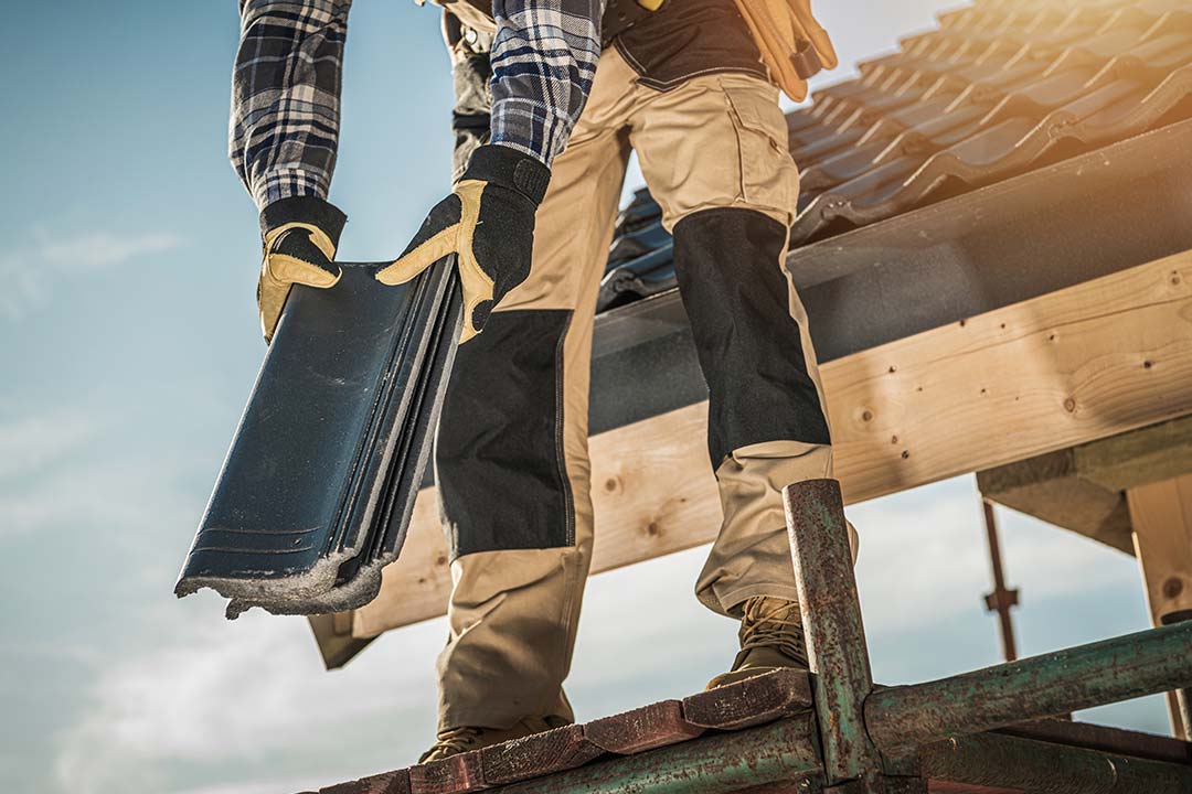 Team of roofers replacing shingle. Team of roofers replacing shingle.