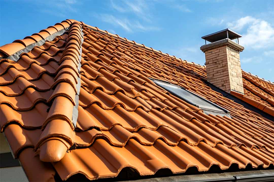 Home with durable clay roof tiles. Home with durable clay roof tiles.