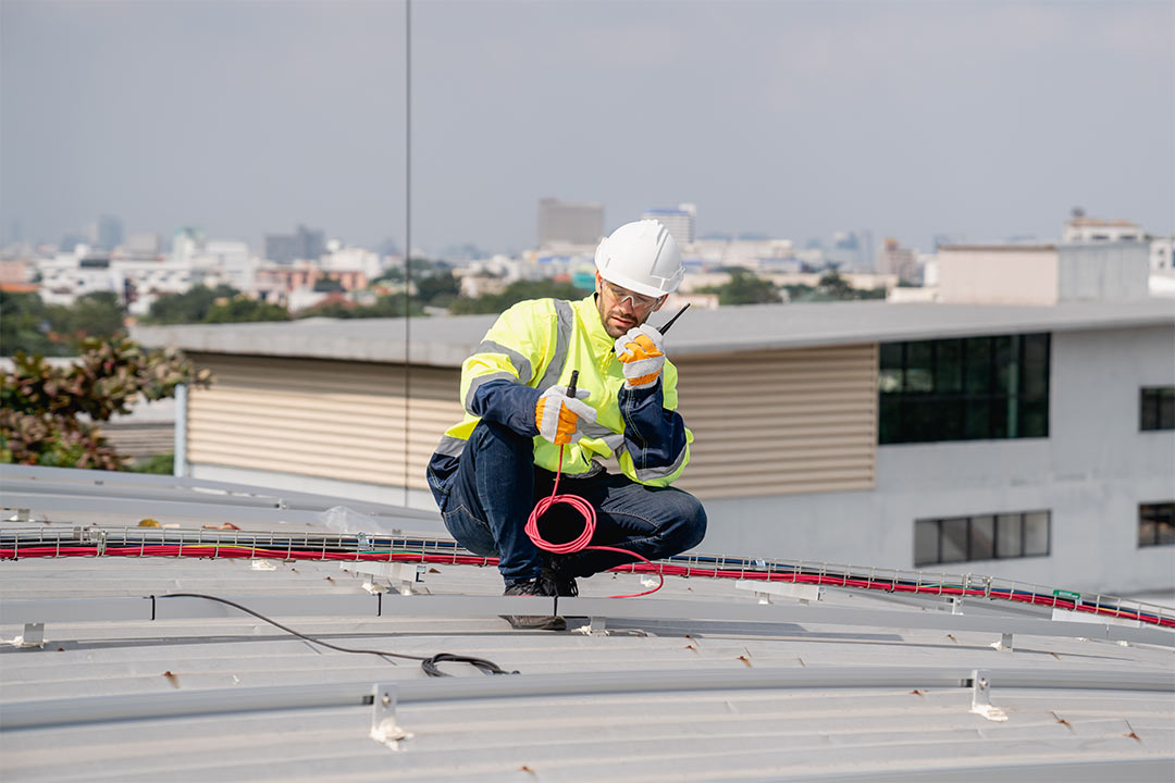 a professional roofer conducting an inspection a professional roofer conducting an inspection