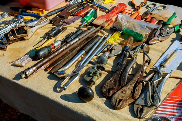 roofing tools gathered for maintenance or installation roofing tools gathered for maintenance or installation