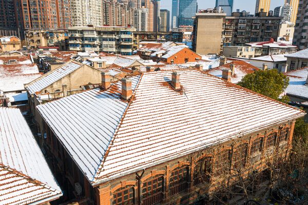 post removal view of roof during winter post removal view of roof during winter