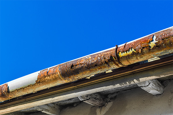 Close-up of a rusted and damaged gutter, highlighting the importance of regular cleaning and maintenance to prevent deterioration. Close-up of a rusted and damaged gutter, highlighting the importance of regular cleaning and maintenance to prevent deterioration.