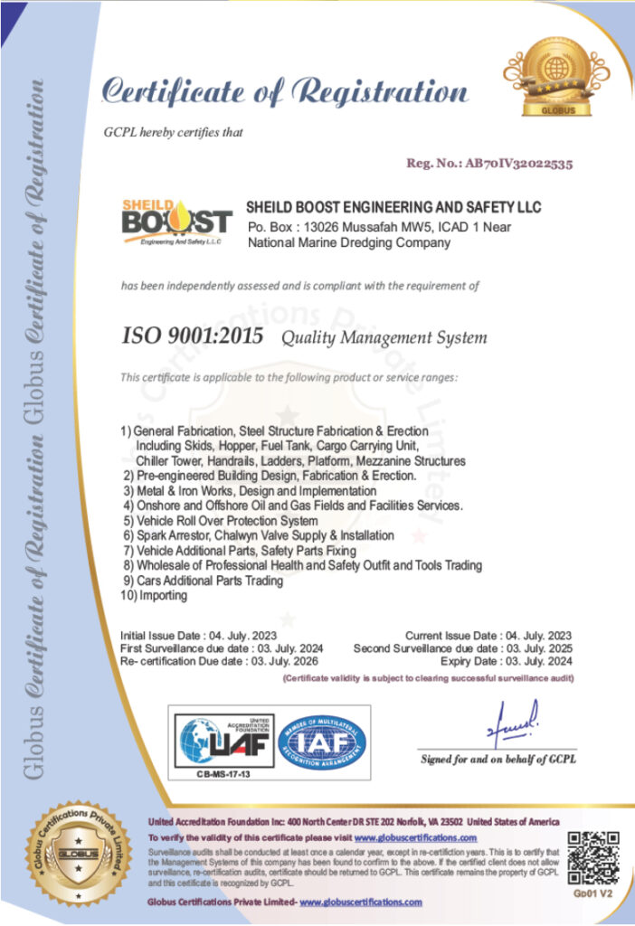 ISO 9001:2015 Quality Management - Sheild Boost Abu Dhabi