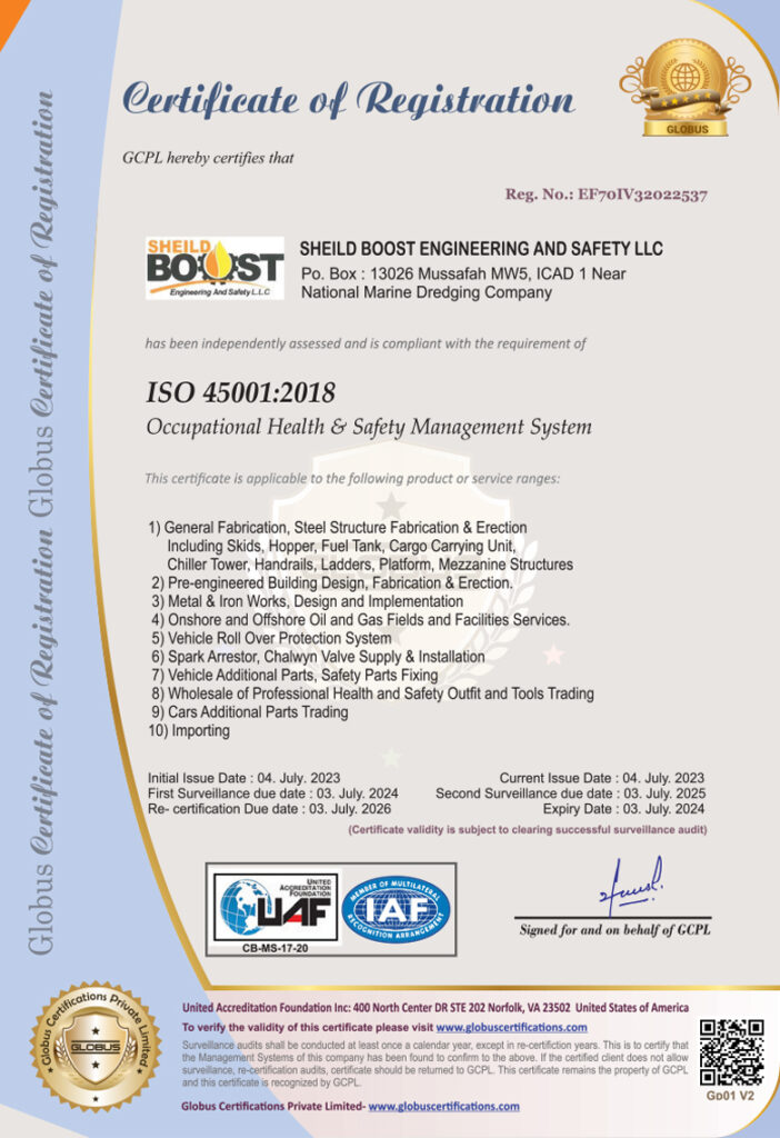 ISO 45001:2018 Health and Safety - Sheild Boost Abu Dhabi