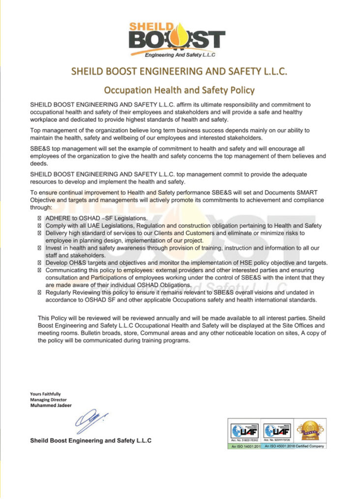 HSC Health and Safety Compliance - Sheild Boost Musaffah