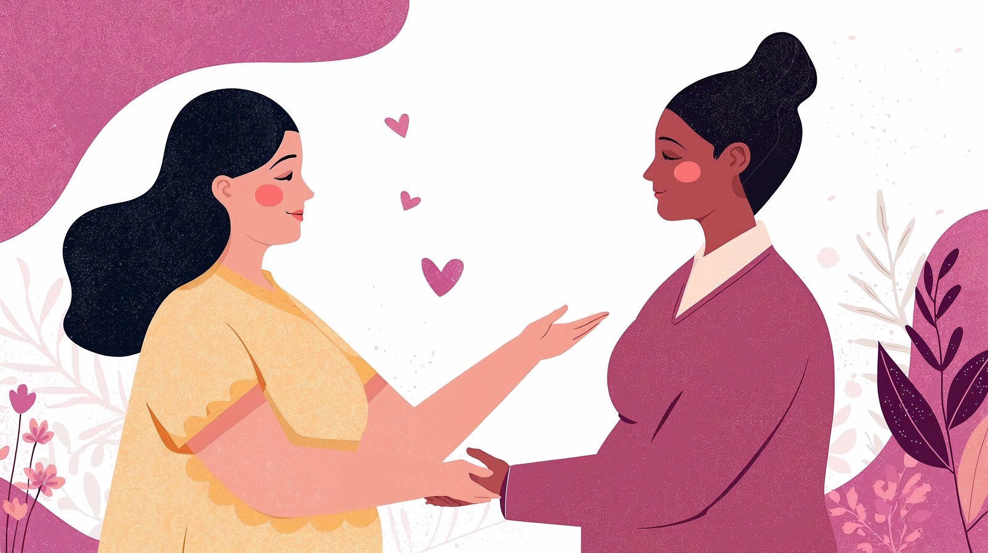 two women fuschia two women fuschia