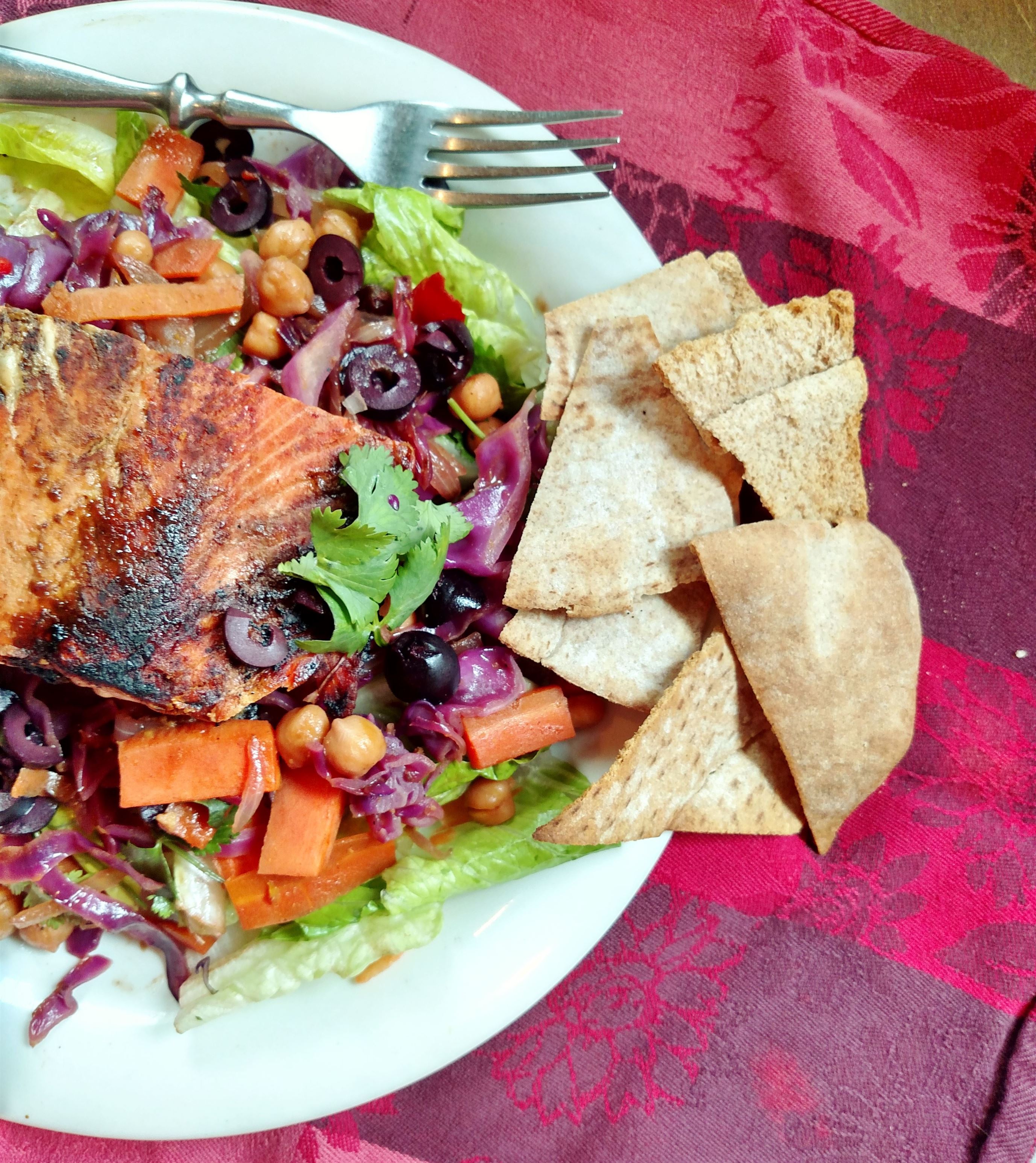 chickpea salmon aka warm salad on Shalavee.comsalad