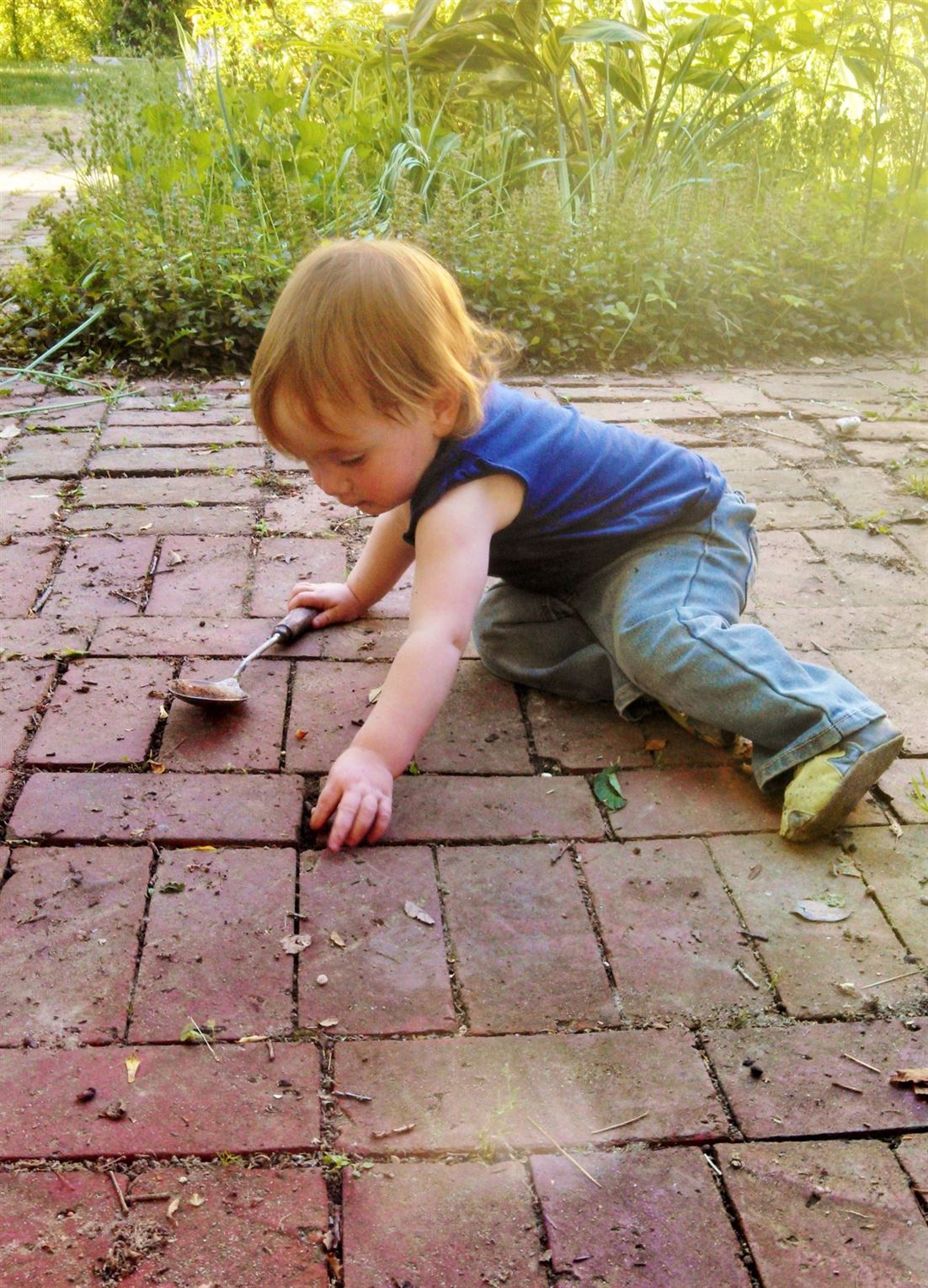 One year old Fiona tending the garden of doom on Shalavee.com