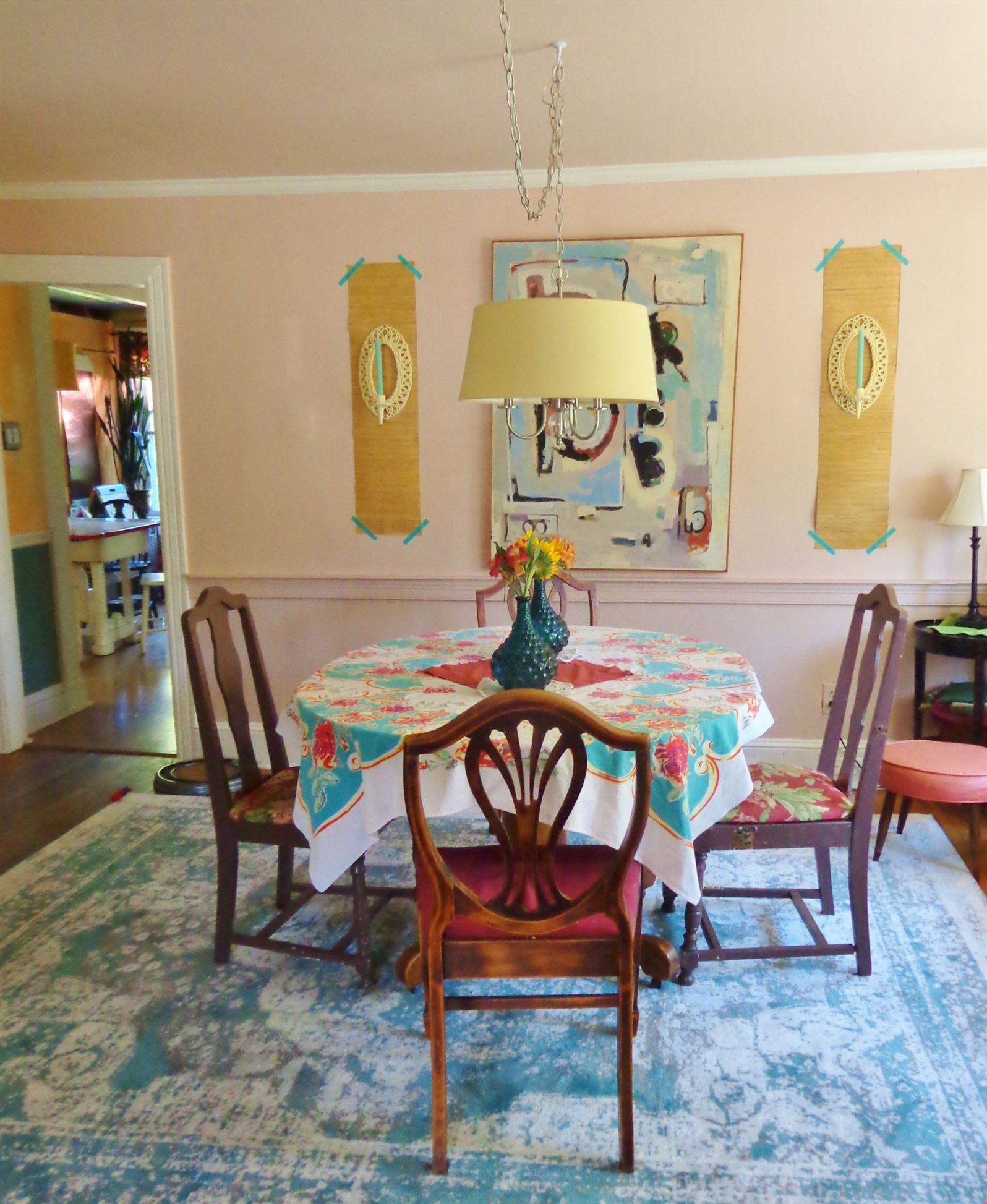 My remodeled pink dining room on Shalavee.com