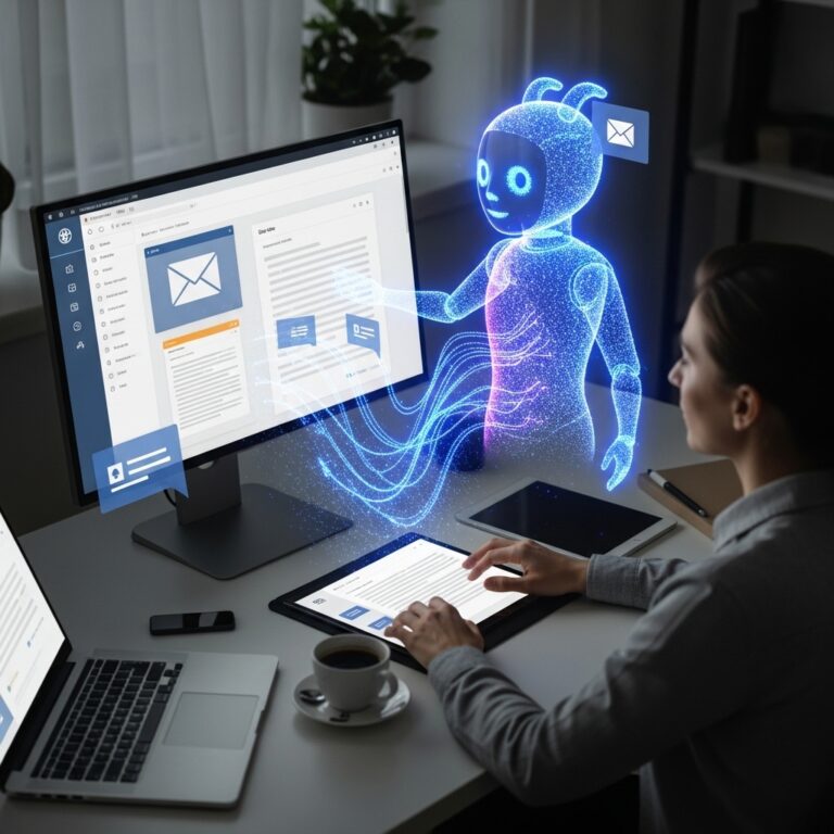 AI gegenereerde afbeelding van een professional die gefocust werkt