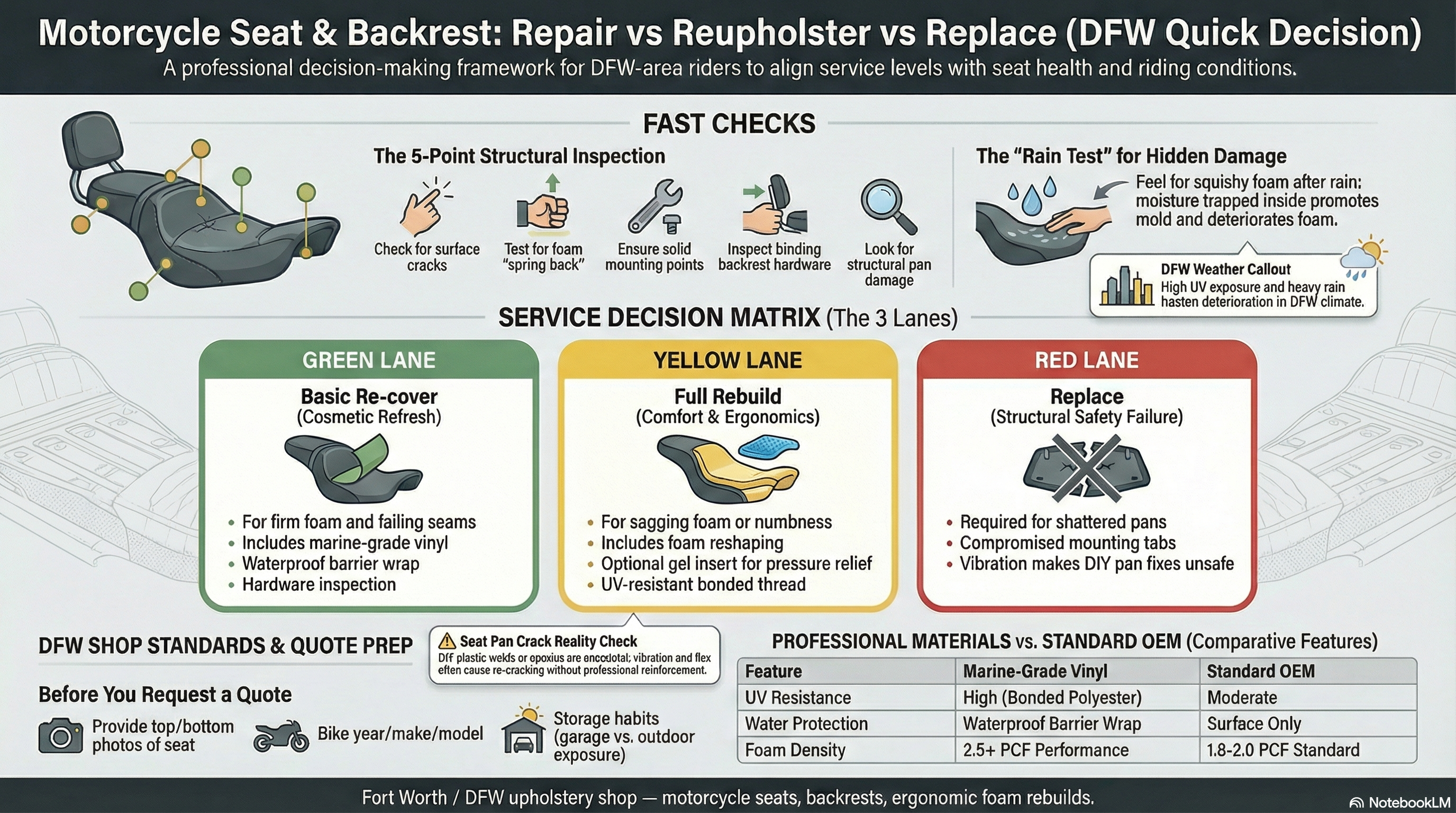 Motorcycle Seat Service Decision Matrix Motorcycle Seat Service Decision Matrix