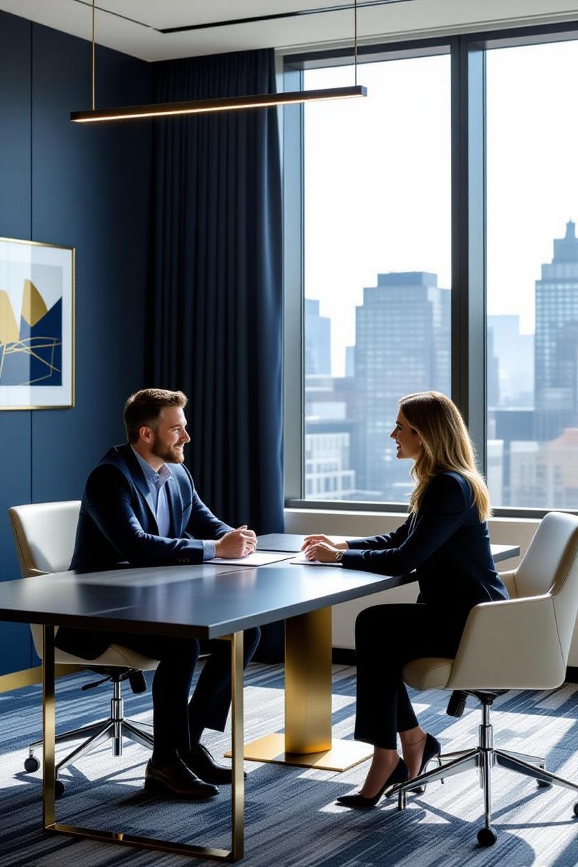 Leaders collaborating in a modern office