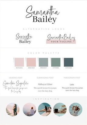 Cohesive brand board with consistent fonts, colors, and logos Cohesive brand board with consistent fonts, colors, and logos