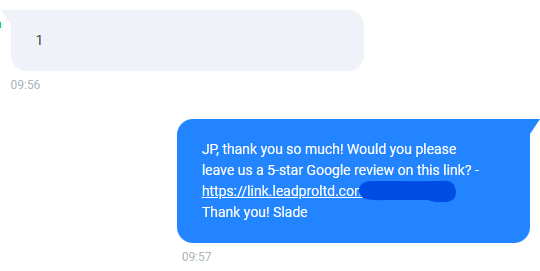 Google review request with link