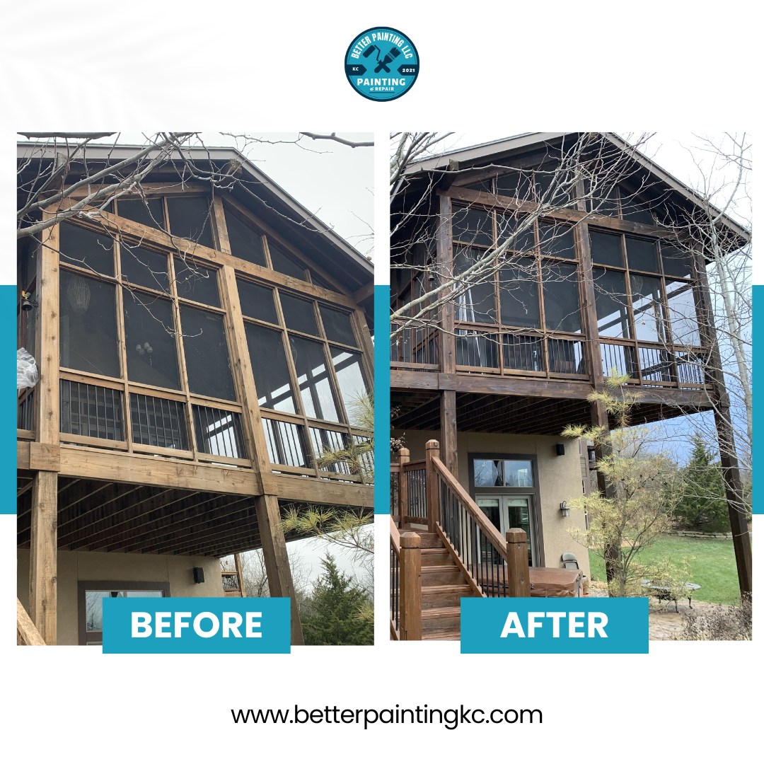 Before and after -Deck staining in johnson county Before and after -Deck staining in johnson county
