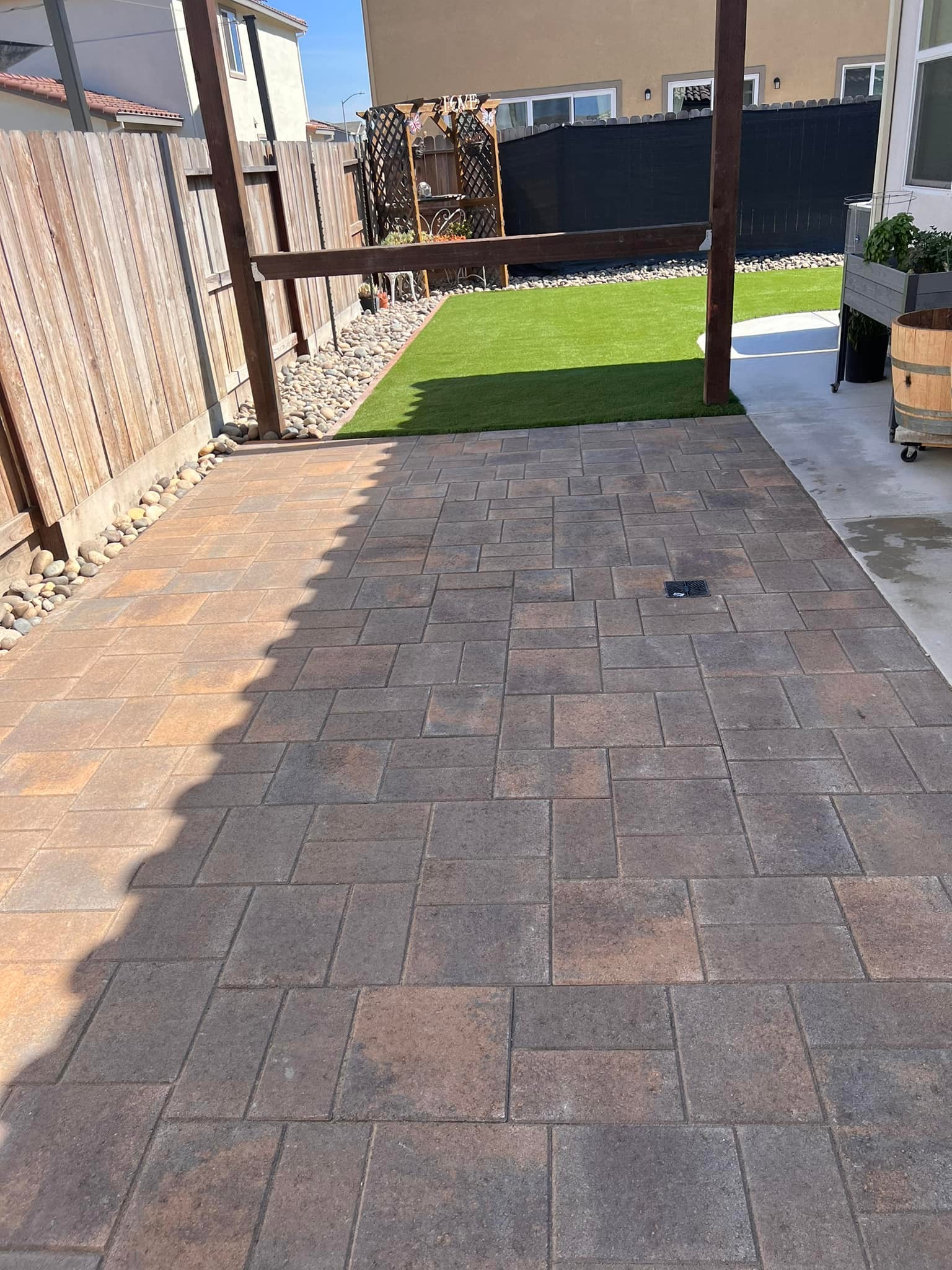 Elegant Faux Lawn Installation with Hardscaping
