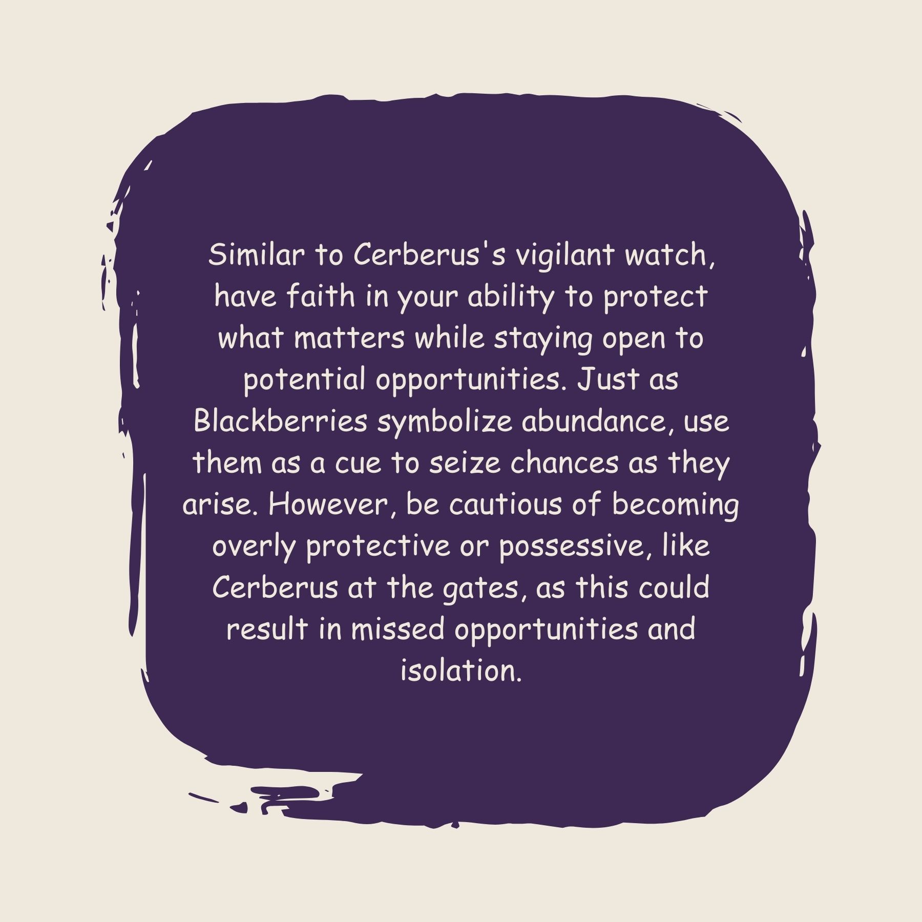 Cerberus & Blackberries Card Text